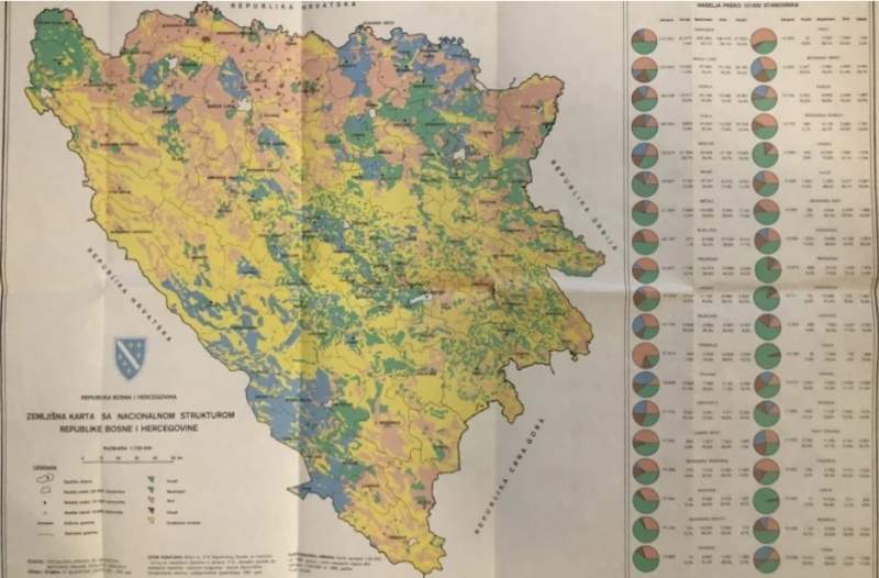 Iges karta.jpg - Zemljišna karta RBiH iz 1992: Milošević u Dejtonu tražio da pripadne entitetima, 1995. je 